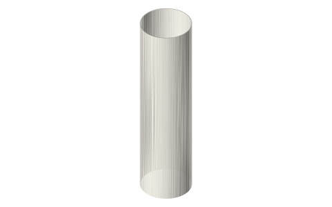 2 in tri-clamp tube liner, 0.5 wall, 140 and 180 mm, isometric render of a generated part