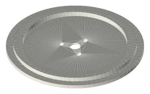 Tri-clamp membrane with a centre hole: 2 in, for a rod through the diaphragm, isometric render of a generated part
