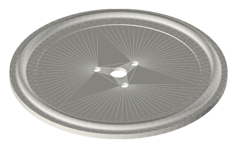 2 in tri-clamp membrane with a centre hole for a rod, isometric render of a generated part