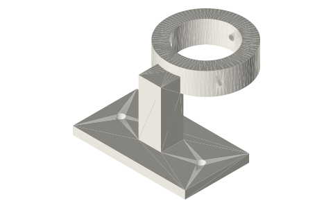 Torch stand for a horizontal tri-clamp hot leg, isometric render of a generated part