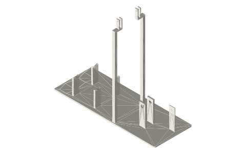 Frame for the tri-clamp twin walking-beam gamma, isometric render of a generated part