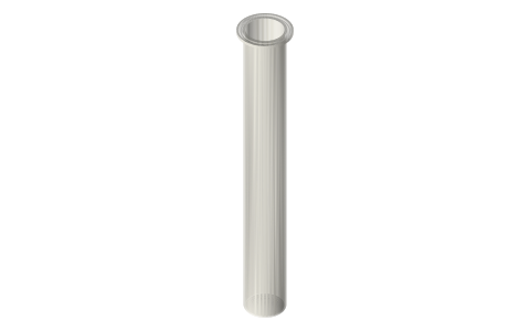Tri-clamp vessel, 1½ in: closed-bottom pots 2 to 24 in deep (flat, dished, round), isometric render of a generated part