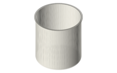 Tri-clamp vessel, 10 in: closed-bottom pots 2 to 24 in deep (flat, dished, round), isometric render of a generated part