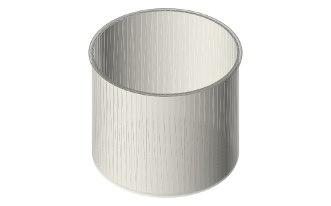 Tri-clamp vessel, 12 in: closed-bottom pots 2 to 24 in deep (flat, dished, round), isometric render of a generated part
