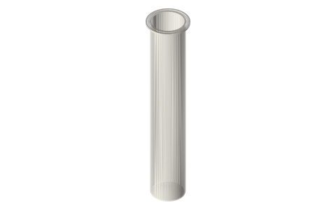 Tri-clamp vessel, 2 in: closed-bottom pots 2 to 24 in deep (flat, dished, round), isometric render of a generated part