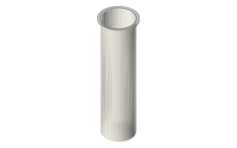 Tri-clamp vessel, 3 in: closed-bottom pots 2 to 24 in deep (flat, dished, round), isometric render of a generated part