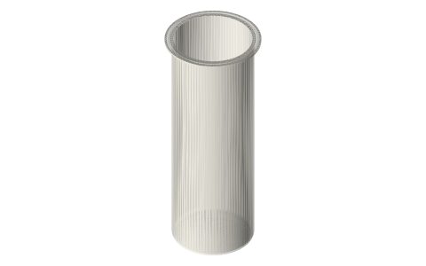 Tri-clamp vessel, 4 in: closed-bottom pots 2 to 24 in deep (flat, dished, round), isometric render of a generated part