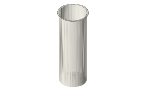 Tri-clamp vessel, 6 in: closed-bottom pots 2 to 24 in deep (flat, dished, round), isometric render of a generated part
