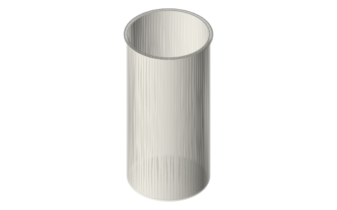 Tri-clamp vessel, 8 in: closed-bottom pots 2 to 24 in deep (flat, dished, round), isometric render of a generated part