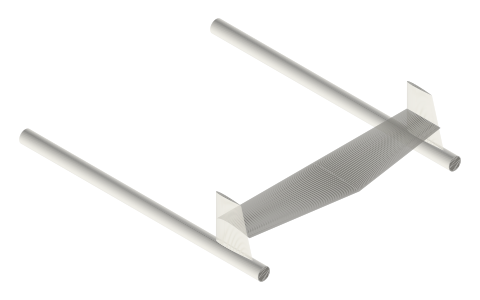 Twin-boom tail, isometric render of a generated part