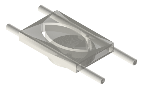 Crank with closed channel yoke (uniform-speed reciprocation), isometric render of a generated part