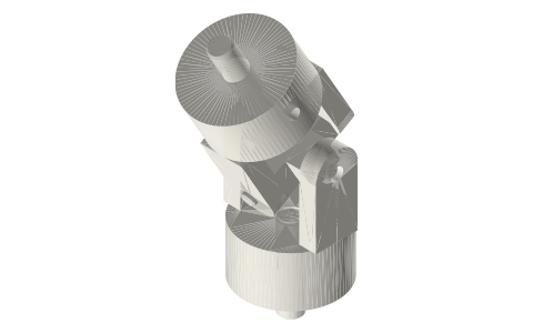 Universal (Hooke / Cardan) joint, drawn at 30°, isometric render of a generated part