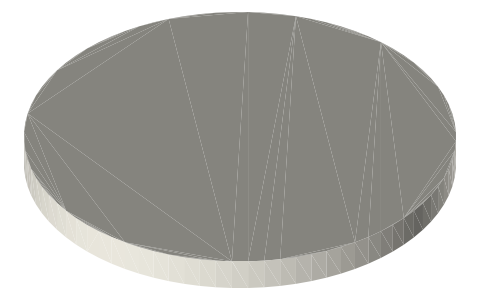US dollar coin size, isometric render of a generated part