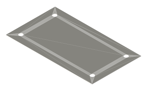 US motorcycle license plate (7 × 4 in), isometric render of a generated part