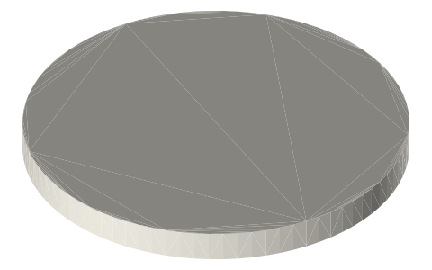 US penny size, isometric render of a generated part