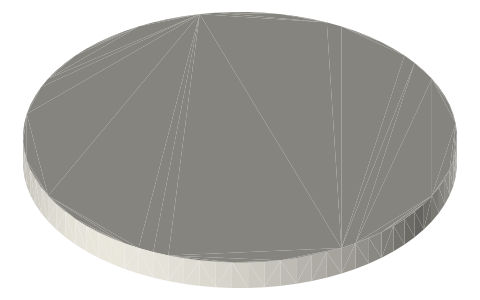 US quarter size, isometric render of a generated part