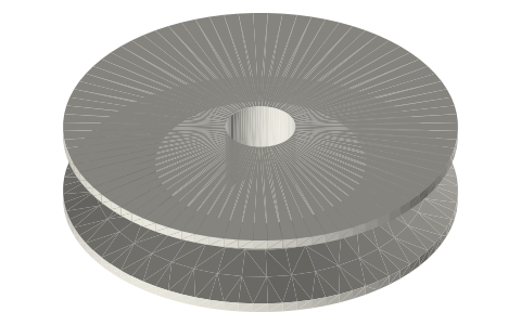 V-groove pulley Ø45 × 10, 40° groove, for a Ø5 round band, Ø8 bore, isometric render of a generated part