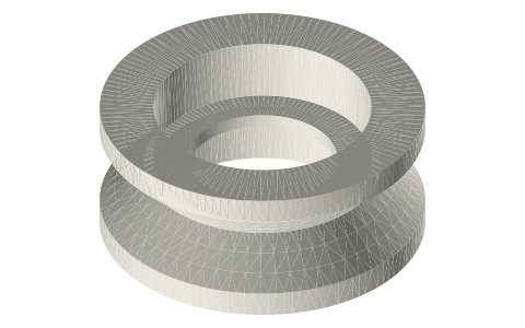 V-wheel Ø23.89 × 10.23 for V-slot extrusion, isometric render of a generated part