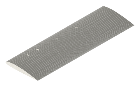 Vortex generators, isometric render of a generated part