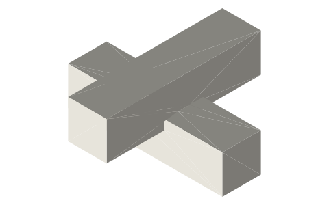 Watari ago (cogged cross joint), isometric render of a generated part