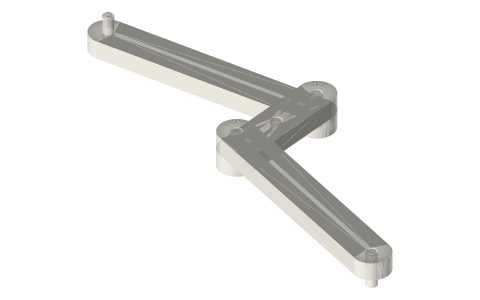 Watt's linkage (straight-line motion), 60 / 30 / 60, isometric render of a generated part