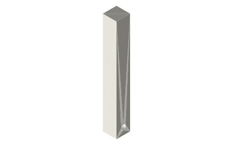Follower bar 8 × 8 × 60 with a Ø3 cross hole for a roller pin, isometric render of a generated part