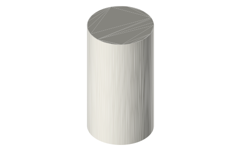 Wine cork #9: Ø24 × 44 mm and Ø24 × 49 mm, isometric render of a generated part