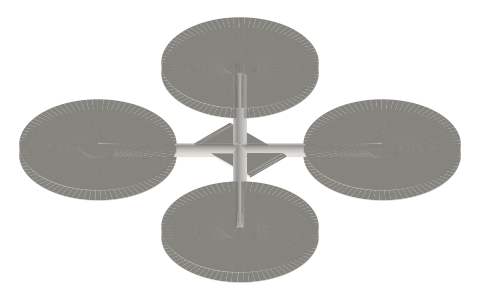 X8 coaxial quad, isometric render of a generated part