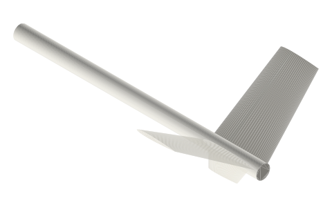 Y-tail (V-tail with ventral fin), isometric render of a generated part